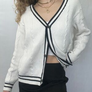 Women's White Cardigan Sweater